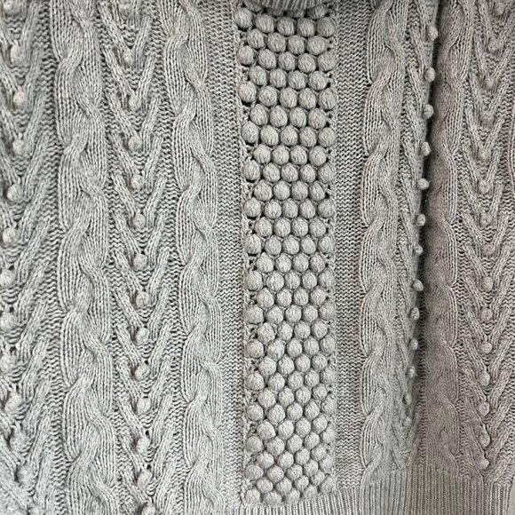 Autumn Cashmere Womens Gray Bobble Turtleneck Side Button Poncho Sweater Small - Picture 5 of 6